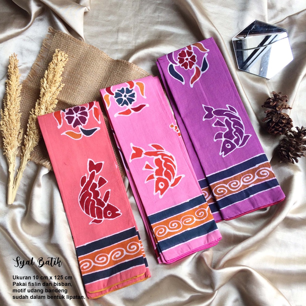 Syal Batik Motif Karakter Ikan Udang Bandeng / Syal Sidoarjo