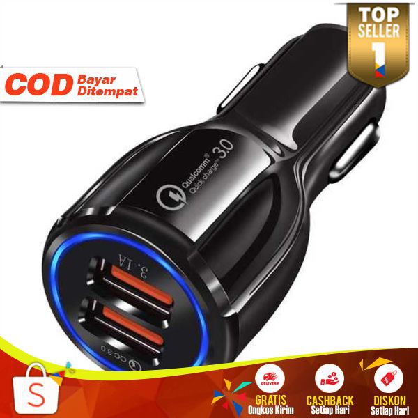 Car Charger Dual USB Port Charge Mobil 3.1A Murah usb Cas Handphone HP Casan Smartphone Mobil