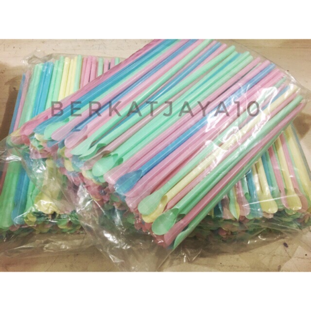 Sedotan sendok warna warni isi 200 pcs