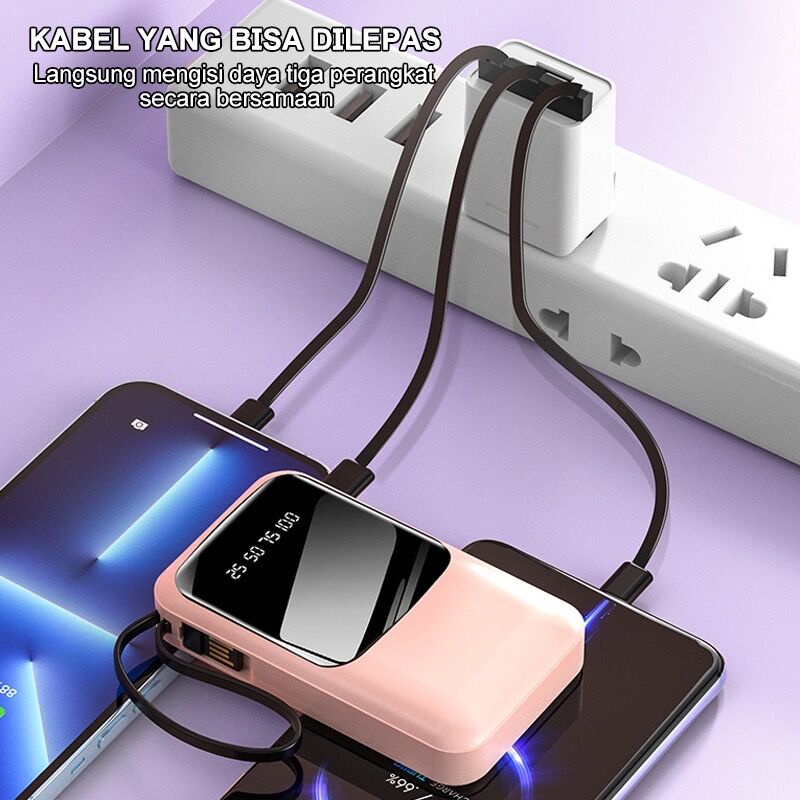 HZSUM Powerbank 30000mAh Mini With 4 Kabel Data Usb Fast Charging