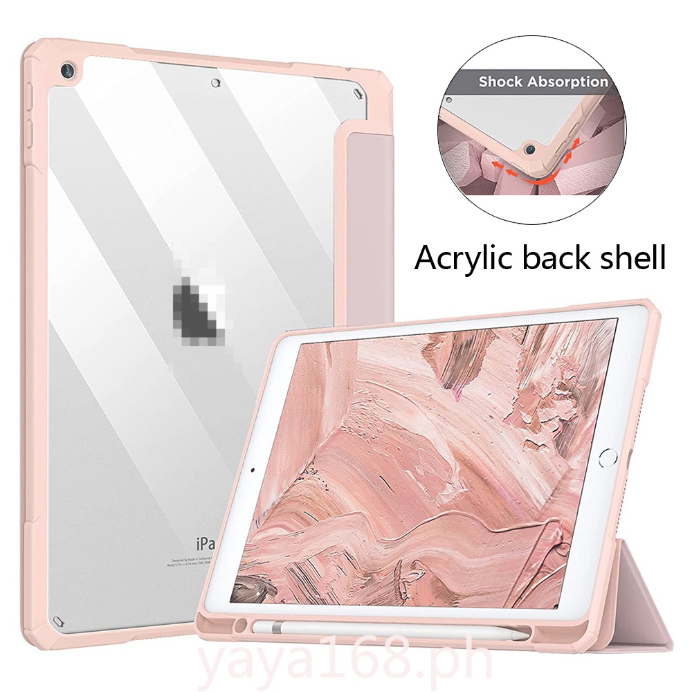 Case Stand Magnetik Tri-Fold Bahan Akrilik Dengan Baki Pena Untuk IPad Air 4 5 10.9 8th 9th 10.2 Pro11 IPad 9.7 2017 2018