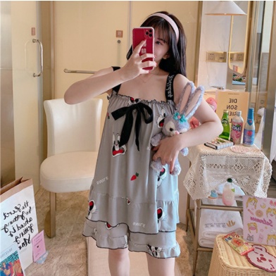 Piyama Baju Tidur Wanita V-Neck  Renda PP / Baju Tidur Import Murah PREMIUM bahan Tebal Halus-5