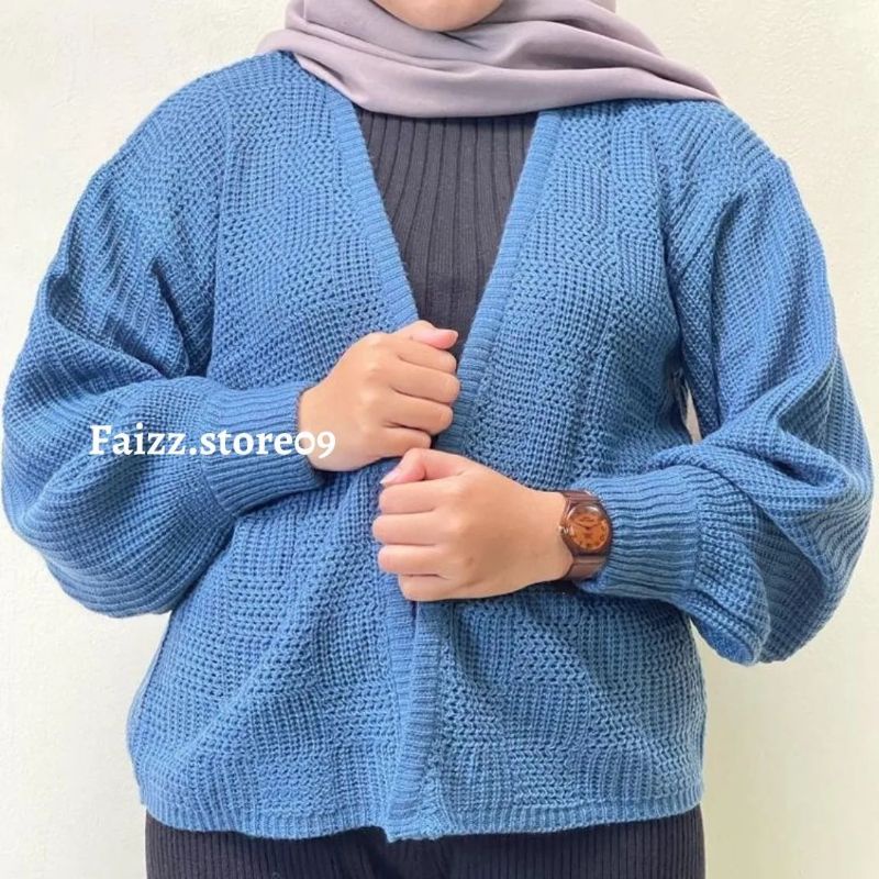 Cardigan Rajut OVERSIZE CROP CORAK KOTAK/Cardigan Rajut Wanita Tebal PREMIUM STORE09 MURAH