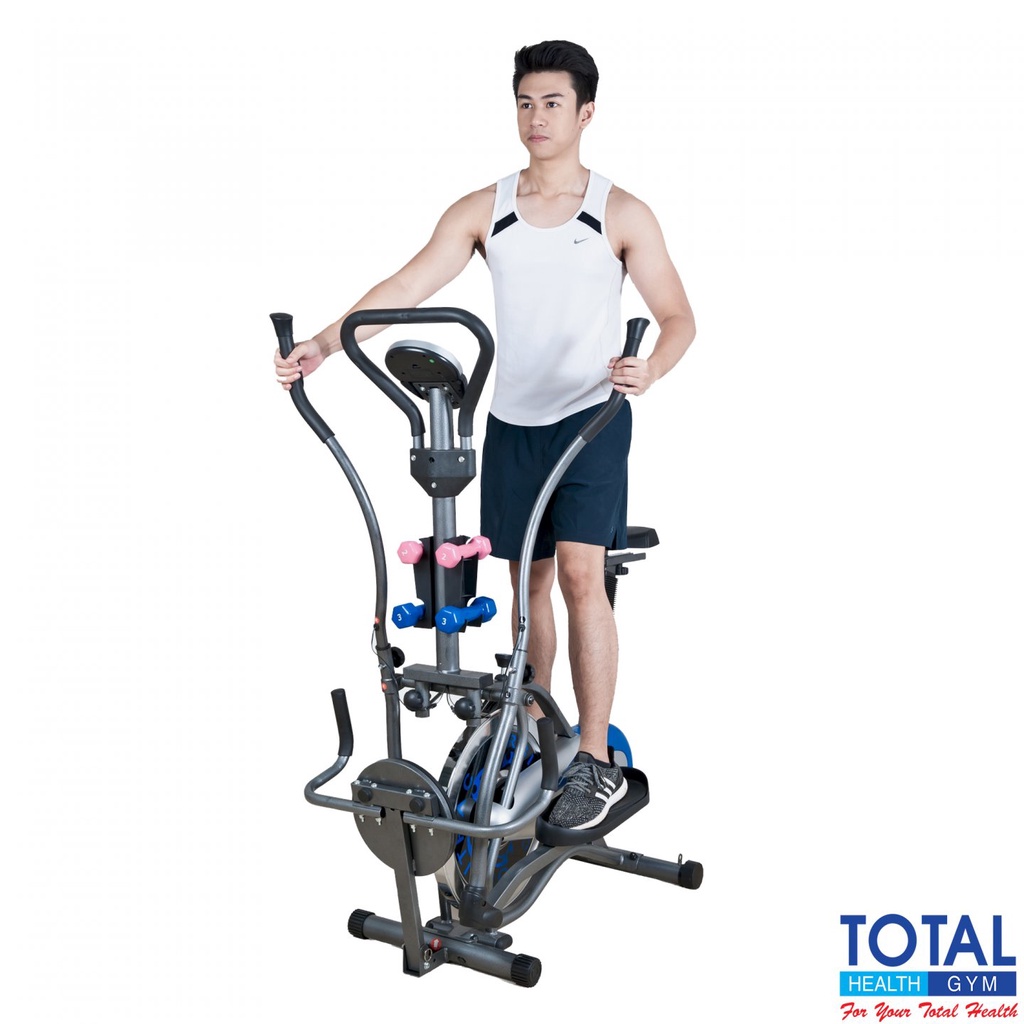 TOTAL HEALTH GYM - New Alat Olahraga Fitness Sport Gym 6 in 1 Sepeda Statis Elliptical Bike Total Static Orbitrack Plat Orbitrek