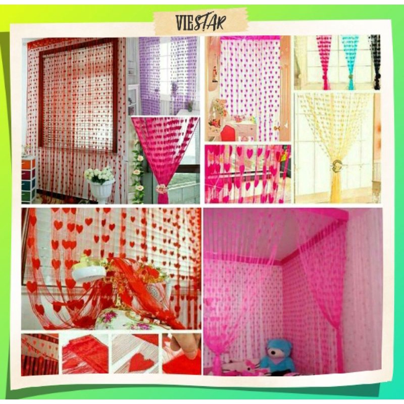 Tirai Benang Love Gorden Tirai Jendela Dekorasi Rumah Hiasan Ruang Tamu Tirai Benang