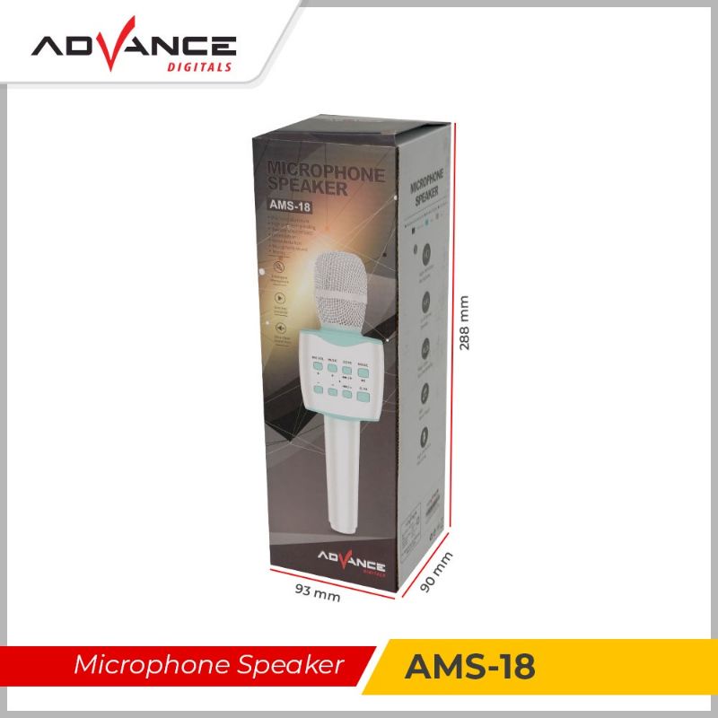 Mic Bluetooth Advance Ams-18 Noise Reduction/Microphone Speaker Tweeter Assisted Bass/Micropon Karaoke Wireless Bluetooth