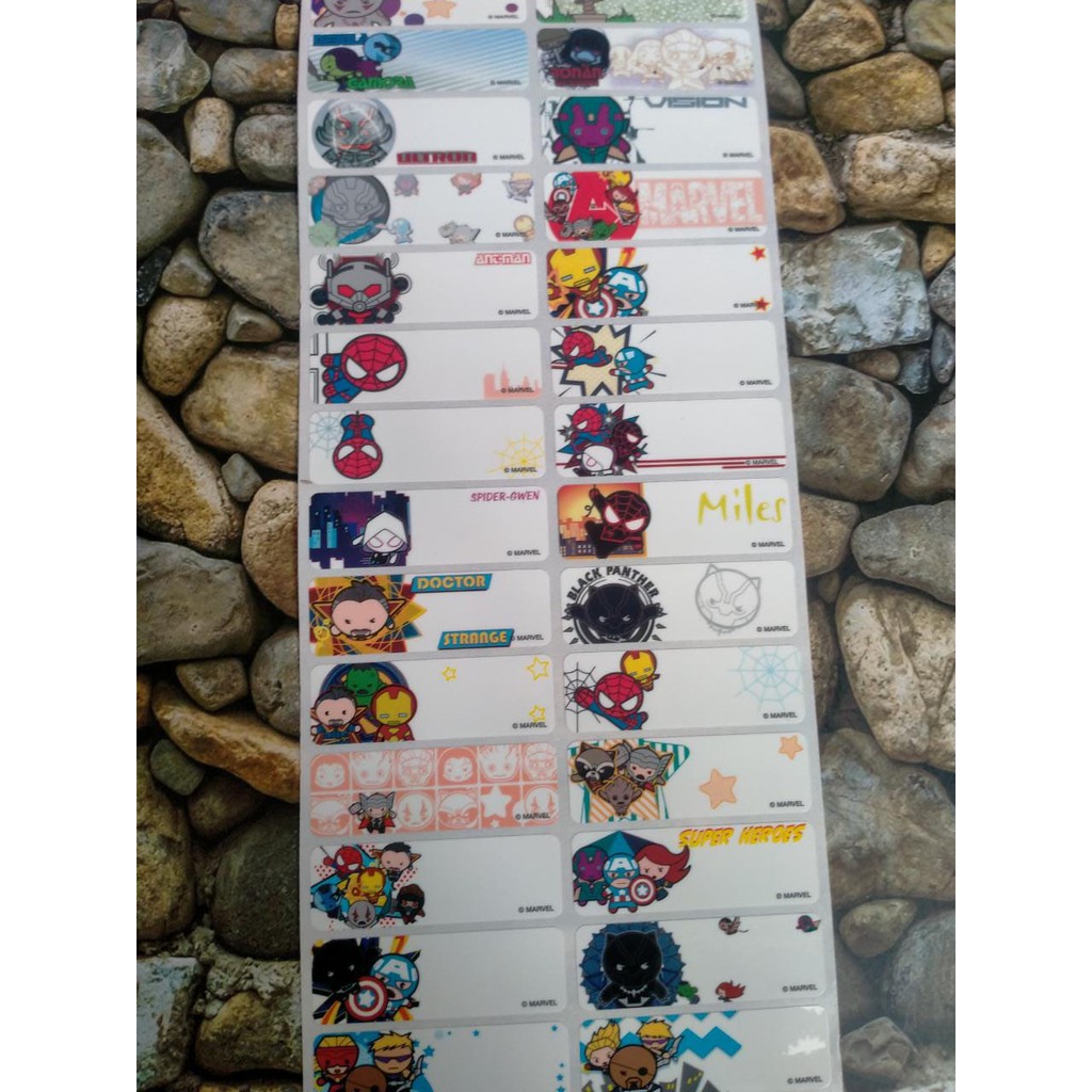 

STIKER LABEL NAMA WATERPROOF SUPERHERO MARVEL