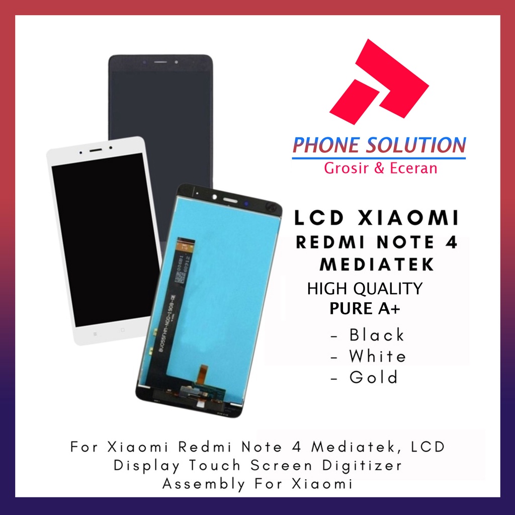 LCD Xiaomi Redmi Note 4 Processor Mediatek Fullset Touchscreen // Supplier LCD Xiaomi Redmi - Garansi 1 Bulan