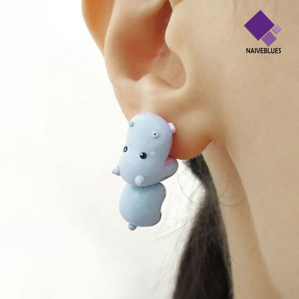 Anting Bentuk Kartun Hewan 3D Bahan Alloy Untuk Wanita