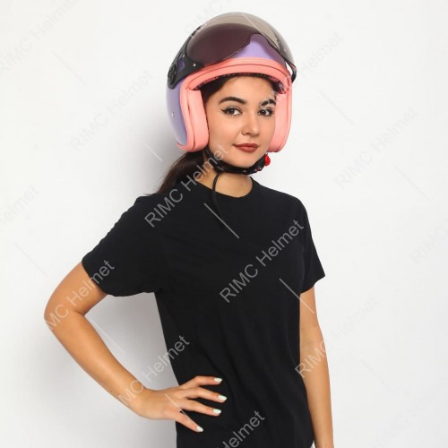 Helm Bogo Retro Wanita New Purple Half Face Pastel Cewek Cewe Perempuan SNI Sada Rosa Original