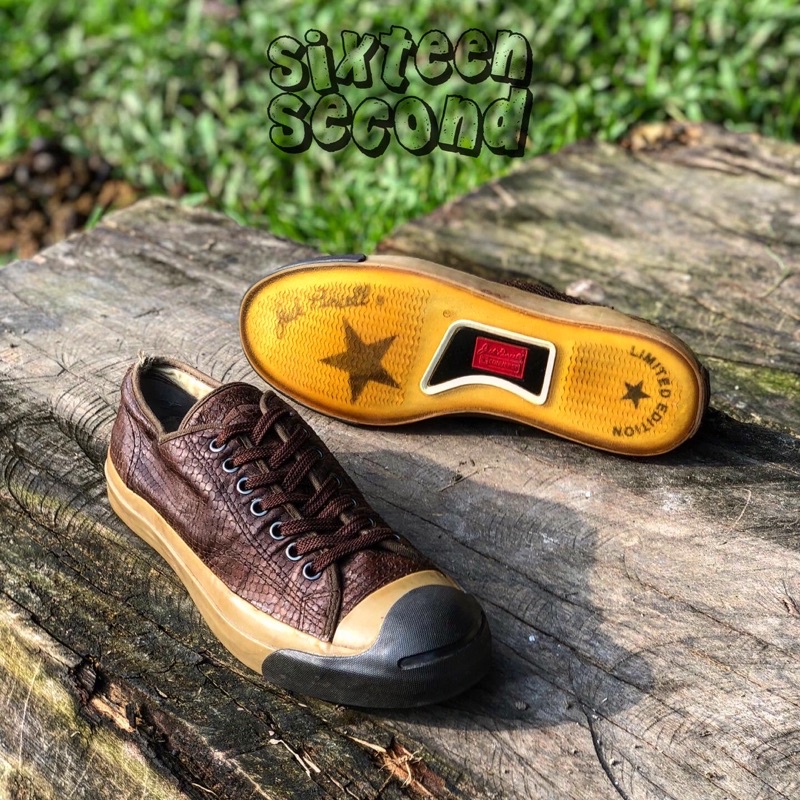 [ Size 42.5 ] CONVERSE JACK PURCELL x JOHN VARVATOS VINTAGE EMBOSSED SNAKESKIN BROWN