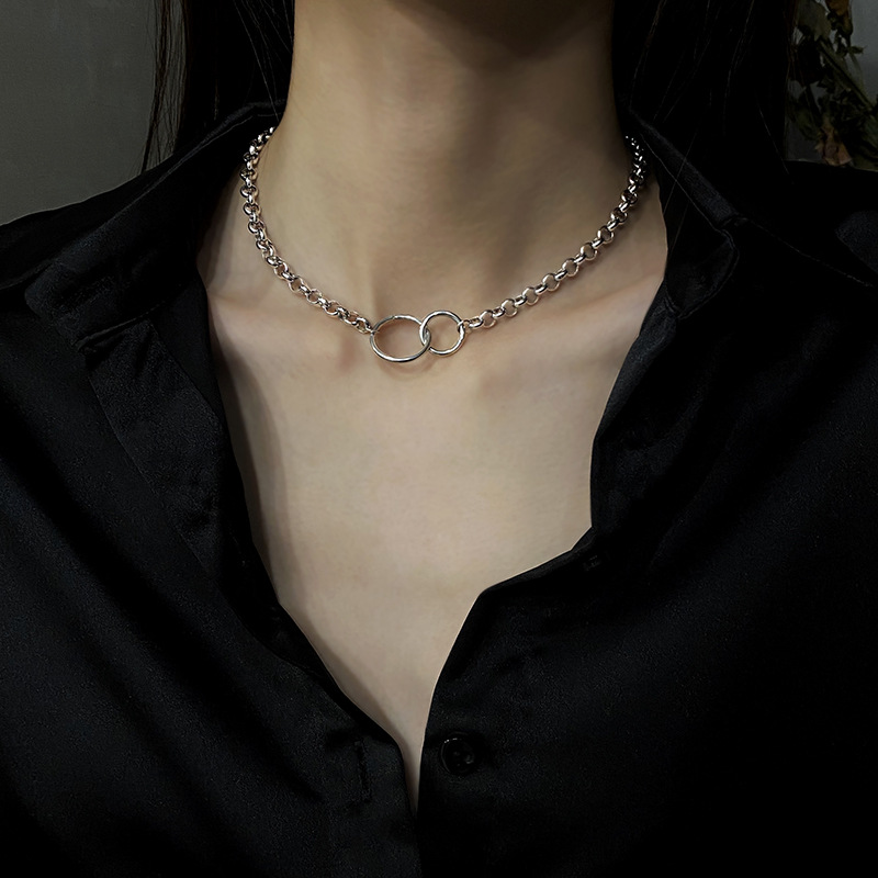 Kalung Rantai Klavikula Bahan Titanium Steel Untuk Wanita