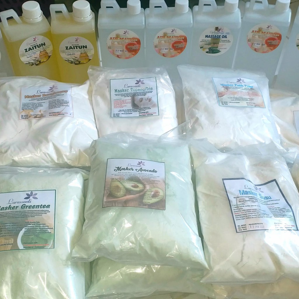 (BPOM) Masker Bubuk Organik Kiloan Face Mask Kiloan Murah  By Larassanti 1/2kg 500gr - Repack