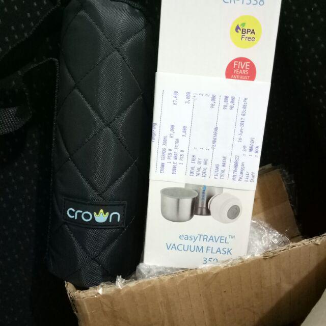 Crown Thermos 350ml / Termos Air Panas / Dingin 350 Ml Easytravel Vacuum + Free Bubble Wrap