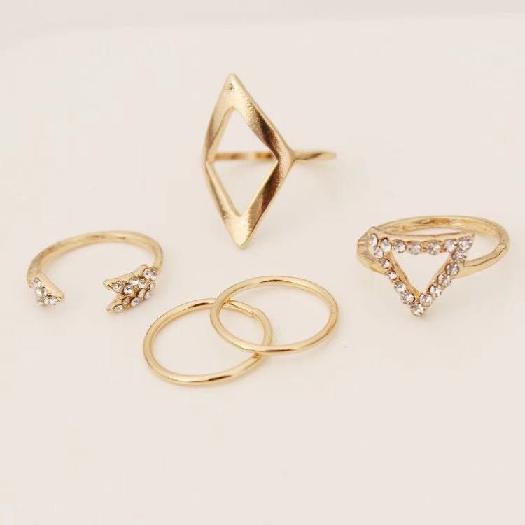[Bayar Di Tempat]5 Pcs Cincin Set Knuckle Midi Bertumpuk / Set Cincin Knuckle Import