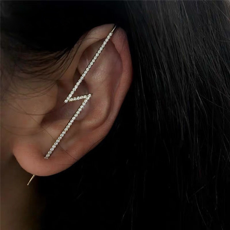 1pc Anting Tusuk Model Klip Aksen Zircon Untuk Perhiasan Wanita