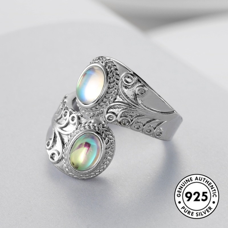 Cincin Sterling Silver 925 Dengan Batu Moonstone Untuk Wanita