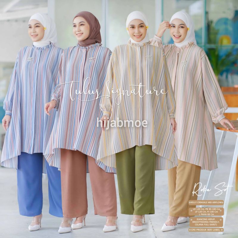 Tulus Signature Reka Set One Set Wanita Kelly Crinckle Motif Tuni LD 130 Busui Ori Berlabel