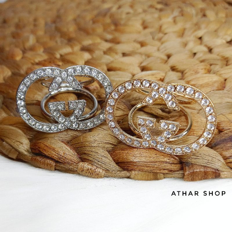 Athar shop COD Ring hijab import permata zirconia ring jilbab ring kerudung/kolong jilbab