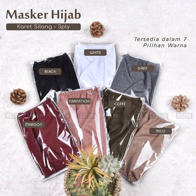 Masker Hijab Karet Silang 3 ply