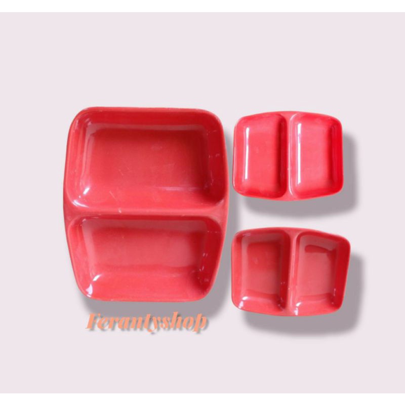 Tempat sambal 2 sekat/mangkuk sambal melamin 2 sekat mini