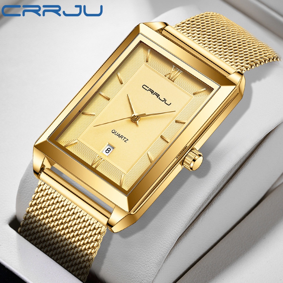 【Original】CRRJU Jam Tangan Quartz Automatic Calendar Sport Casual Anti Air Bahan Stainless Steel Watches