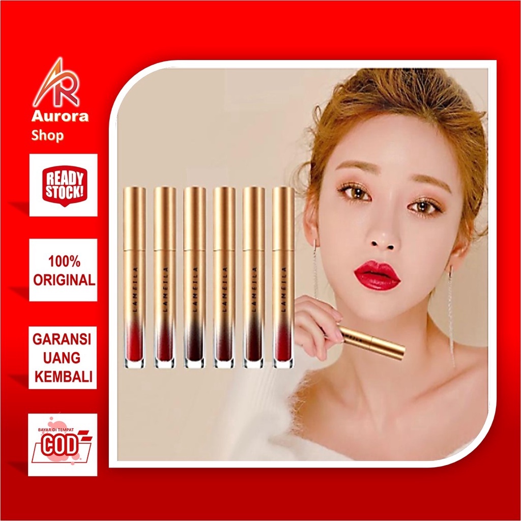 LAMEILA Lipstick Gold Edition Lipstik Pelembab Tahan Lama Lip Gloss Pewarna Bibir Cair 1021 Lip tint