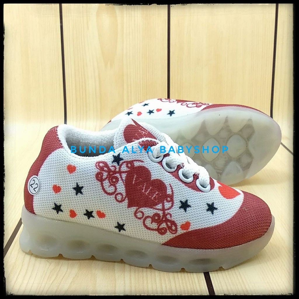 Sepatu Tali Anak Perempuan Usia 1 sampai  4 Tahun Sepatu Anak Cewek Sporty Motif Lucu Model Kekinian Anti Licin Size 22-30