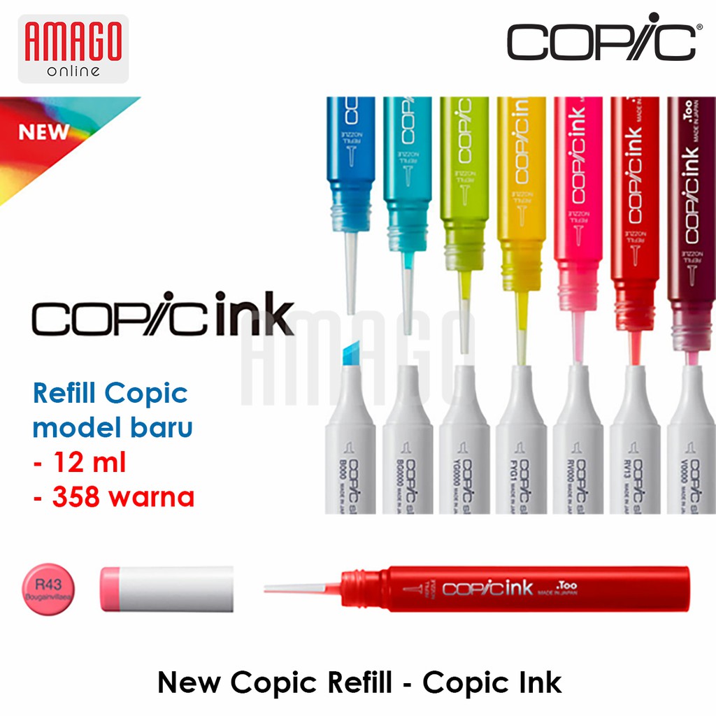 COPIC Ink Refill - Tinta Isi Ulang Copic Model Baru - 12 ml - Harga Satuan - Warna Tulis di Catatan