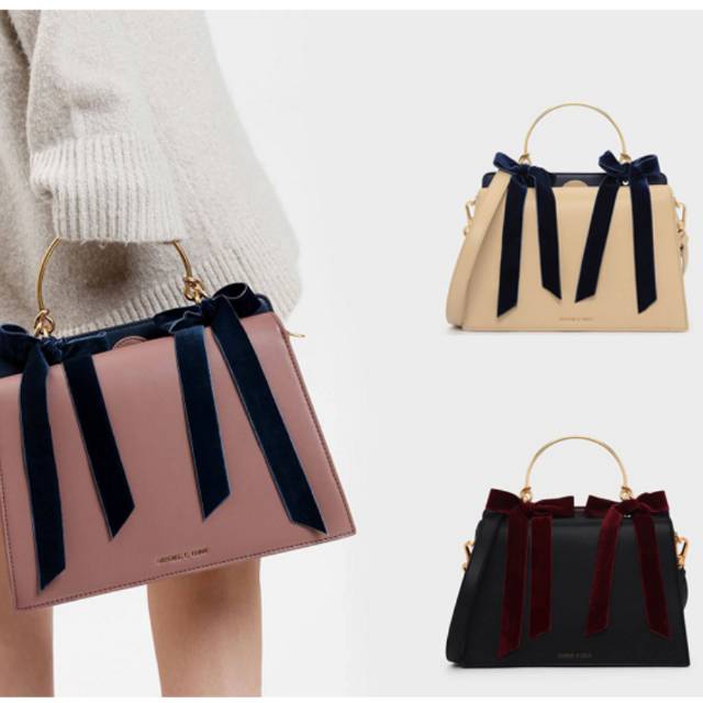 CK Velvet Bow details Handbag