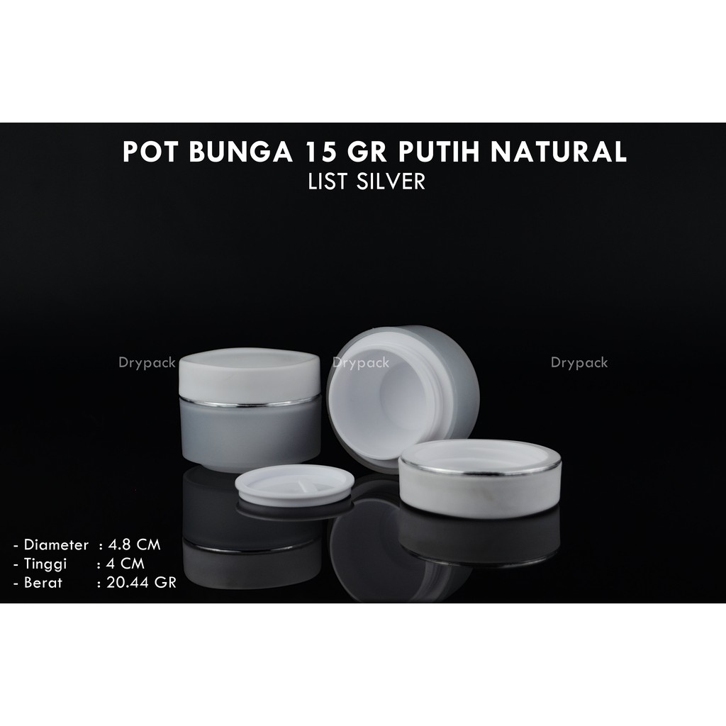 Pot Cream Bunga 15 gr Putih - Natural list Silver