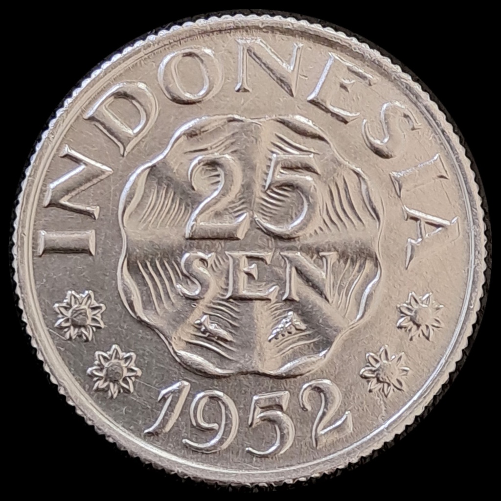 Uang Kuno Koin 25 Sen Alumunium 1952 (Sudah dibersihkan)