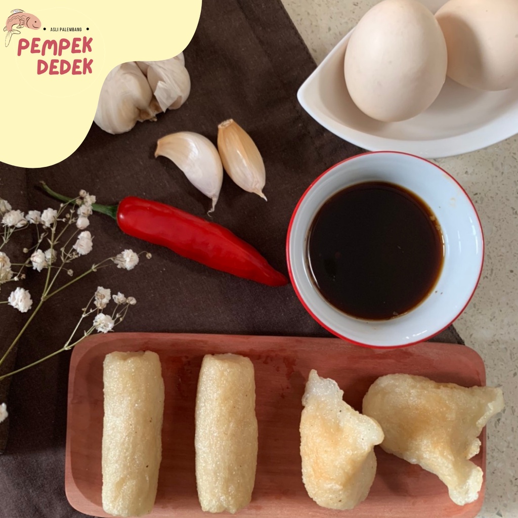 

Pempek Lenjer Kecil Paket Frozen 10pcs + cuko - PEMPEK DEDEK - 100% ikan tenggiri