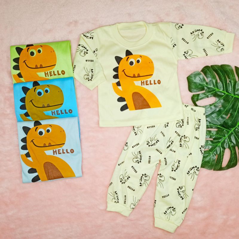 Piyama Anak Size 0-10bulan / Baju Tidur Anak / Piyama Bayi Gambar Dino