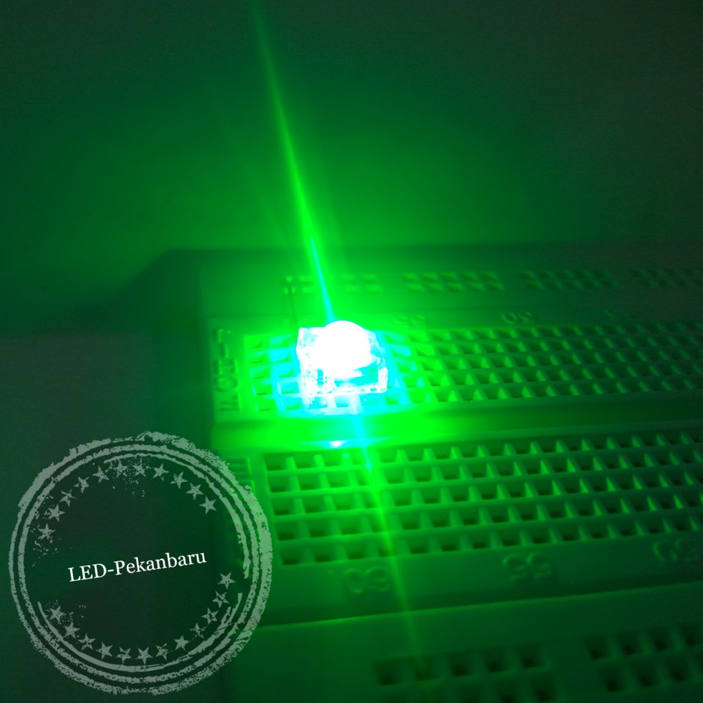 LED 5MM PIRANHA TOP SUPER FLUX ULTRA GREEN/WARNA HIJAU TRANSPARAN 4PIN