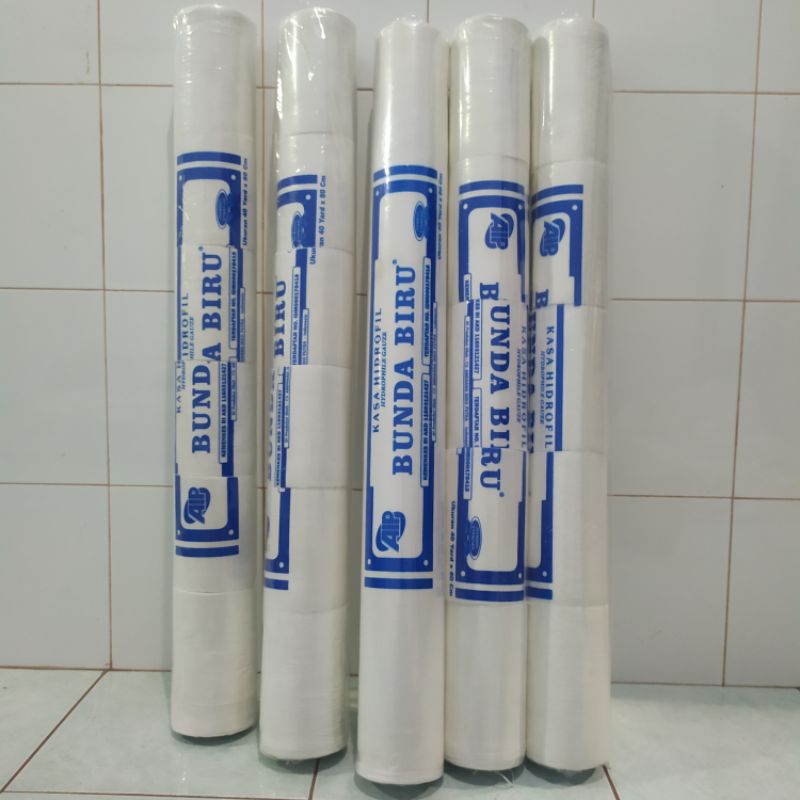 Kasa Hidrofil / Kasa Gulung Besar / BUNDA BIRU (utuh/potong) 8 cm, 10 cm, 13 cm, 16 cm, 20 cm, 80 cm