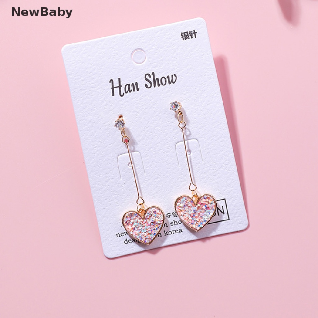 NewBaby Women Crystal Pink Heart Long Drop Dangle Earrings Ear Studs Jewelry Gift ID