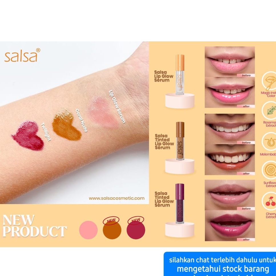 SALSA LIP SERUM LIP TINT GLOW TINED PEWARNA BIBIR 3GR KOSMETIK MAKE UP