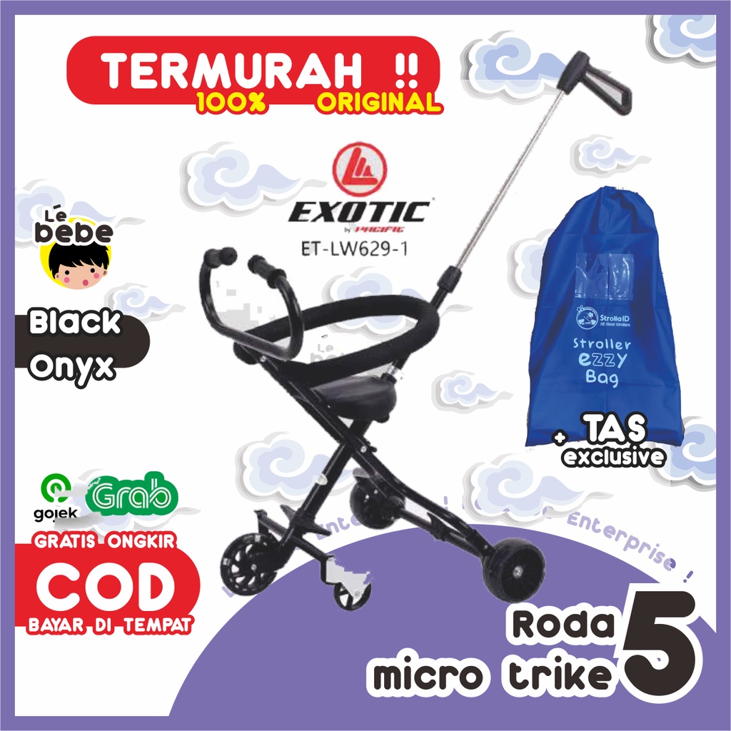 Exotic LW629 LW002 TERLARIS Sepeda Roda 5 Sepeda Anak Bayi Sepeda Roda 3 Stroller Anak Stroller