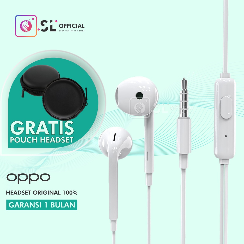 [FREE POUCH] HEADSET OPPO ORIGINAL CABUTAN F9 F7 R11 R9 R9S R17 R7