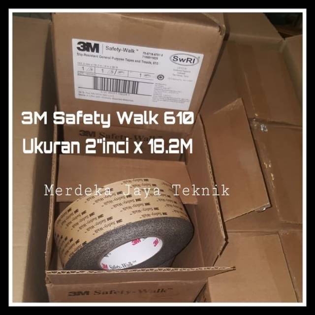 Isolasi 3M 610 Anti Slip Safety Walk Lakban Anti Slip Warna Black Ukuran 48mmx 18,2M Lakban Lantai