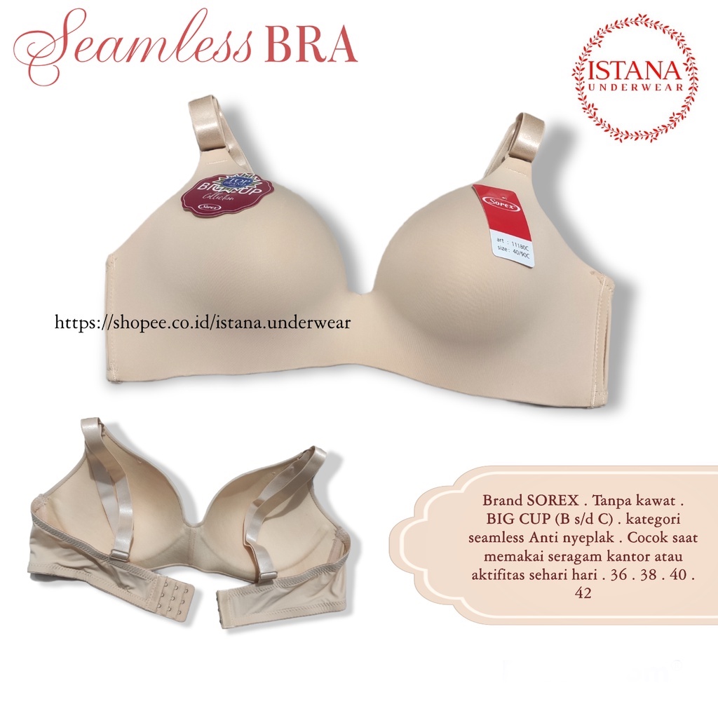 Bh bra sorex seamless lembut BIG CUP 36-42 best seller premium quality Mood Travel Bra IB 5480 - 3/4 Cup - Non Wire - Mold