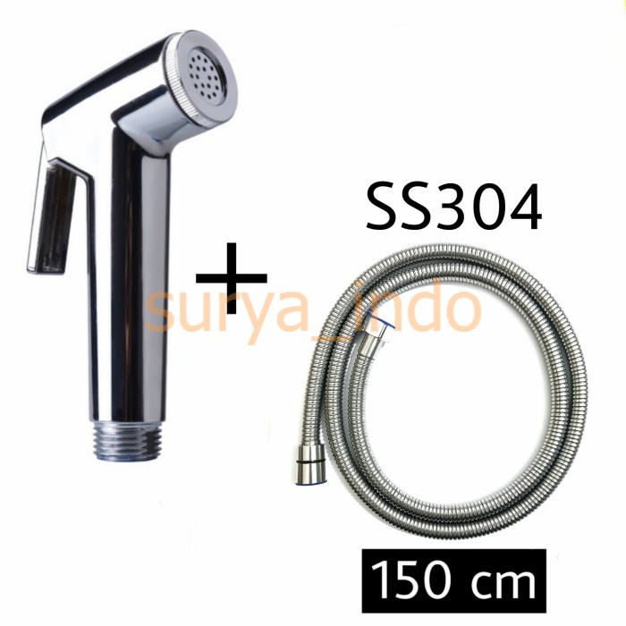 JET SHOWER SET KEPALA BIDET CHROME + SELANG SHOWER 150 CM STAINLESS304