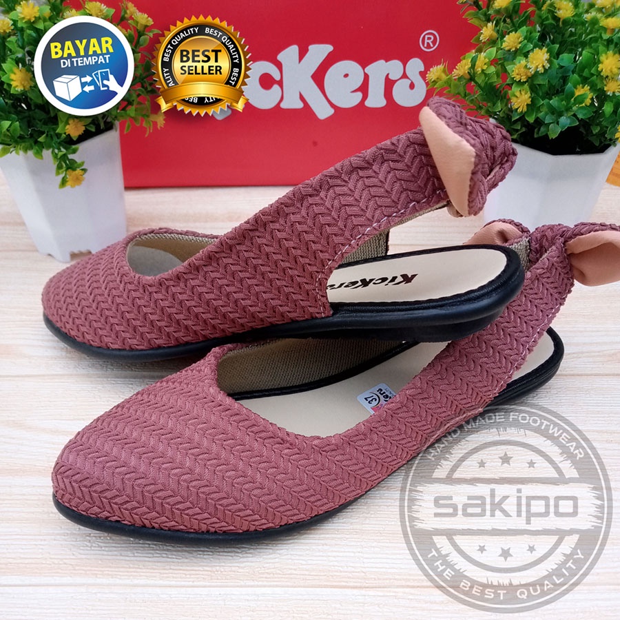 PROMO 1.1 SEPATU WANITA DEWASA BALET SLOP RAJUT PITA BELAKANG / SEPATU TRENDI SEKOLAH DAN KERJA / SAKIPO