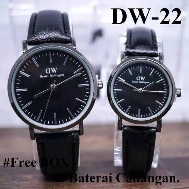 Jam Tangan Pria/Wanita/Couple DWE Classic Strap Kulit Case Black Bisa Bayar Di Tempat