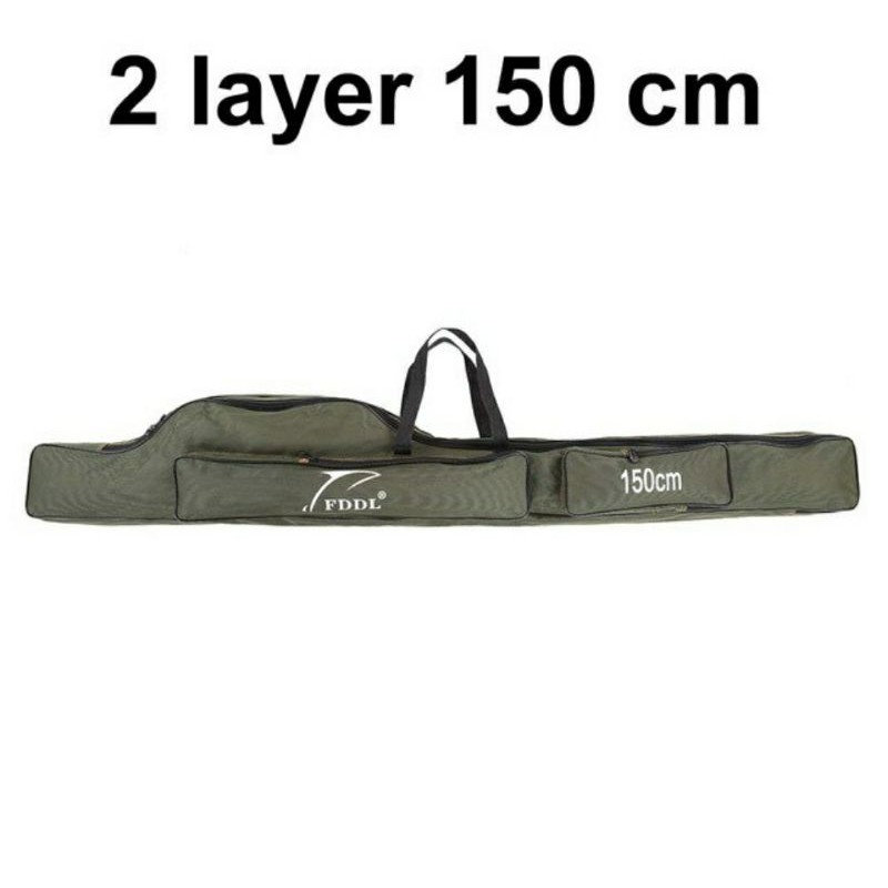 fddl tas pancing joran portable fishing bag 150cm 1680D green aksesoris peralatan pancing