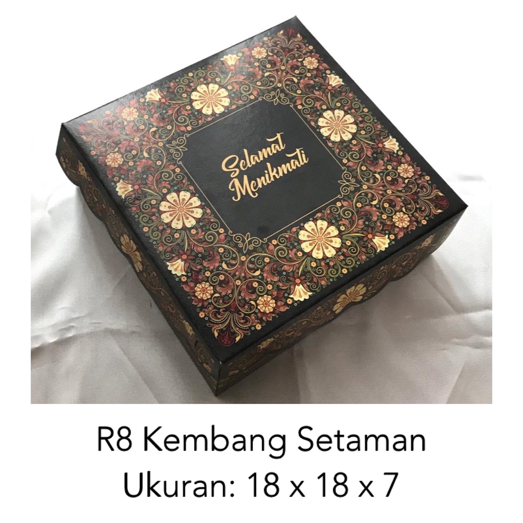 Dus Nasi Kembang Setaman  R10K 20 x 20 x 7 /Dus Roti /Dus Kue / Dus Snack Ultah/ Dos Hajatan/ Kerdus Nasi/ Kerdus Makanan/ Rice box/ Box Snack/ Dus Coklat Motif Batik Bunga/ Wadah Makanan