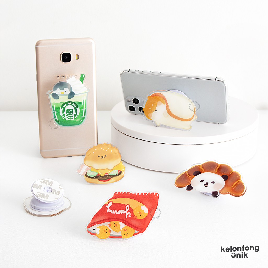 KAWAII FOOD ANIMALS - Griptok Akrilik/ Phone Holder/ Stand HP/ Phone Stand/ Phone Grip