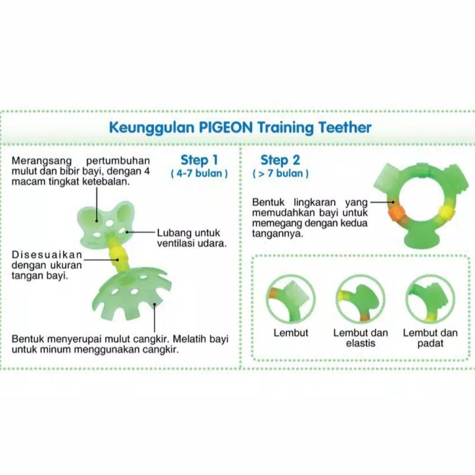 Pigeon teether step 1&amp; step 2 - Gigitan Anak - mainan bayi KEMASAN BARU