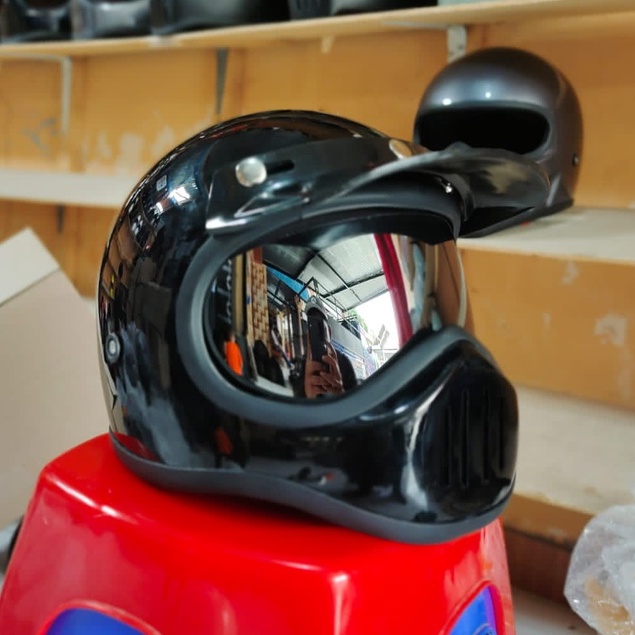 Helm Custom Cakil Simpson M30 Retro Full Face Vintage Classic